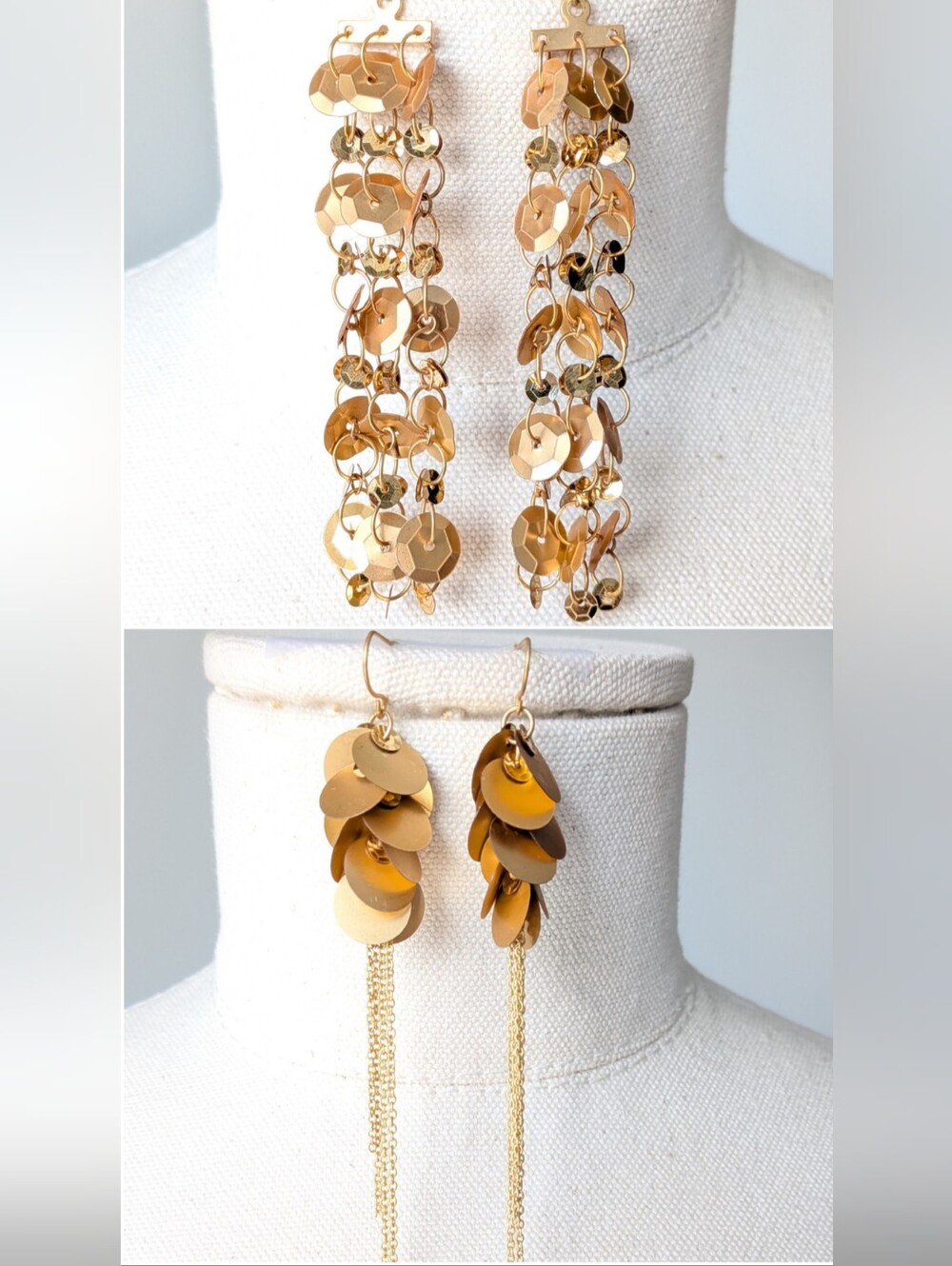 Lot 2 Matte Gold Sequin Earrings